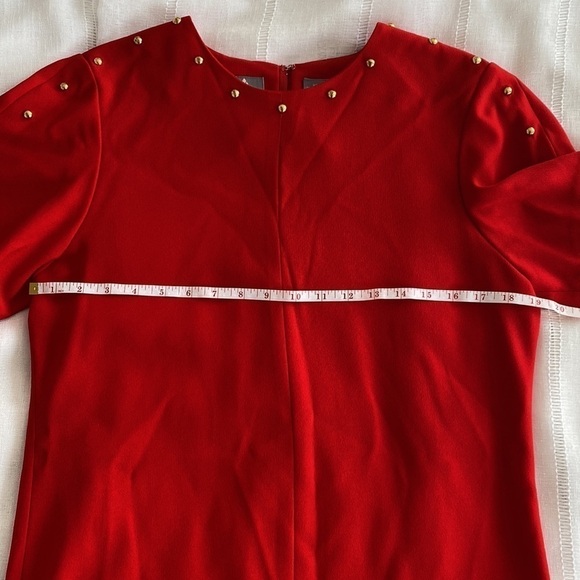 Liz Claiborne vintage cherry red shift dress with gold embellishments. - Picture 9 of 14